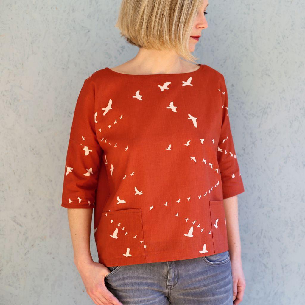 Papierschnittmuster Bluse mit Taschen Frau Aiko XXS-L